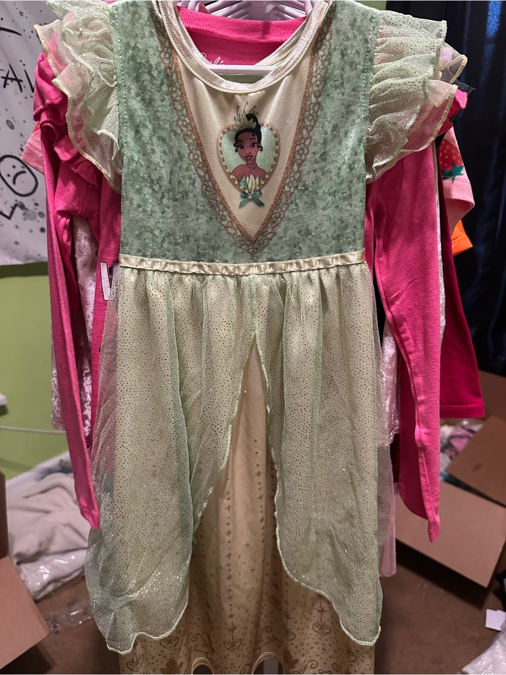Girls Tiana Green Princess Costume Dress